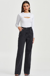 Calça Wide Leg Thassia Ilhos