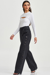 Calça Wide Leg Thassia Ilhos