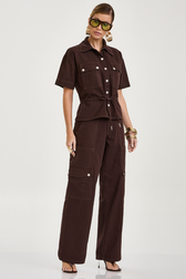 Calça Reta Cargo Isadora Café