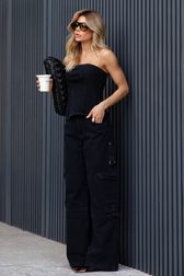  Calça Super Wide Cargo Mia Black