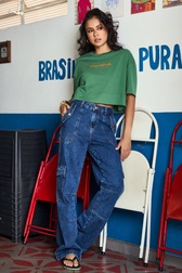 Calça Jeans Reta Cargo Karina