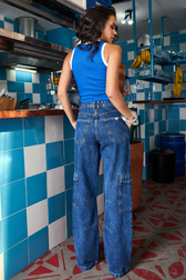 Calça Jeans Reta Cargo Karina