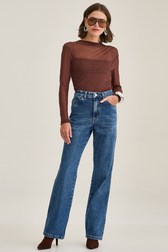 Calça Wide Leg Jeans Thassia Vaz
