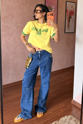 Calça Jeans Reta Cargo Karina
