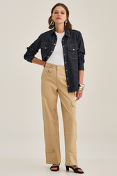 Calça Reta Cargo Noreen Caramel
