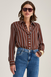 Camisa Nilda Listras Café 