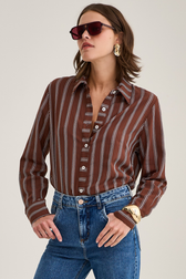 Camisa Nilda Listras Café 