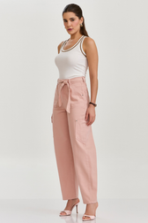 Calça Barrel Cargo Lina Blush
