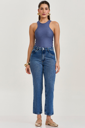 Calça Jeans Reta Silvia Hadid