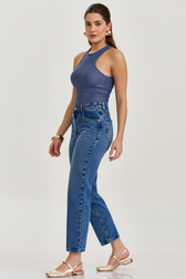 Calça Jeans Reta Silvia Hadid