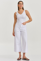 Calça Cropped Wide Isla White