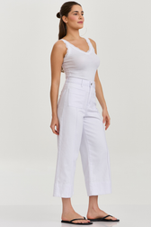 Calça Cropped Wide Isla White