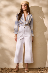 Calça Cropped Wide Isla White