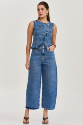 Calça Jeans Balloon Wide Cropped Delina