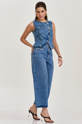 Calça Jeans Balloon Wide Cropped Delina