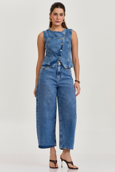 Calça Jeans Balloon Wide Cropped Delina
