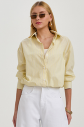 Camisa Cropped Sofia Listras Vanilla