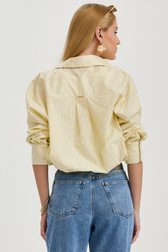 Camisa Cropped Sofia Listras Vanilla