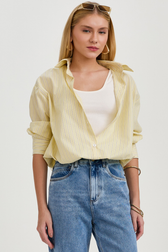 Camisa Cropped Sofia Listras Vanilla