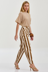 Calça Balloon Amira Listras Toffee