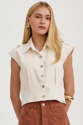 Camisa Cropped Allana Natural