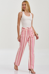 Calça Reta Ariana Listras Red