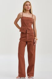 Calça Reta Jade Canela