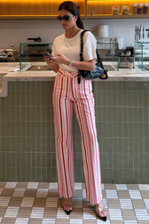 Calça Reta Ariana Listras Red