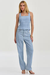 Calça Jeans Reta Zayra Listras Denim