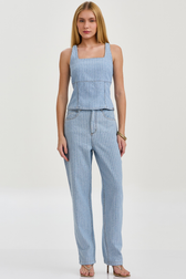 Calça Jeans Reta Zayra Listras Denim
