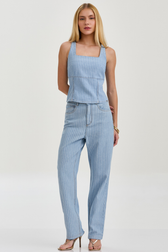 Calça Jeans Reta Zayra Listras Denim