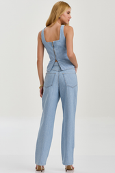 Calça Jeans Reta Zayra Listras Denim