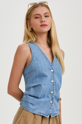 Colete Lucy Listras Denim