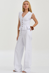 Calça Reta Alta Jade White