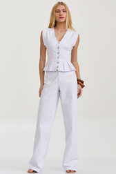 Calça Reta Alta Jade White