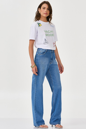 Calça Jeans Wide Leg Thassia Scott 