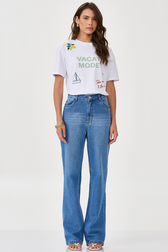 Calça Jeans Wide Leg Thassia Scott 