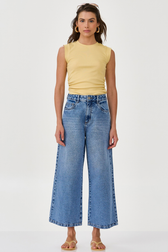 Calça Jeans Cropped Wide Inez