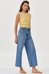 Calça Jeans Cropped Wide Inez