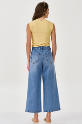 Calça Jeans Cropped Wide Inez