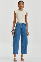 Calça Jeans Barrel Cropped Rebeca 