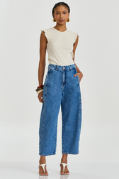 Calça Jeans Barrel Cropped Rebeca 