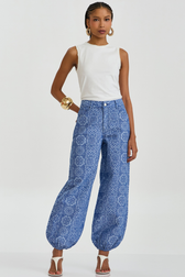 Calça Maxi Aladim Alana Mosaic Denim