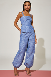 Calça Maxi Aladim Alana Mosaic Denim