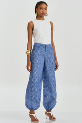 Calça Maxi Aladim Alana Mosaic Denim