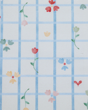 Collab Tom - Estampa Xadrez Azul Com Flores