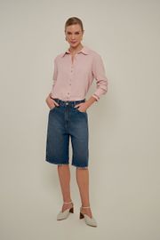 CAMISA PEQUIM LINHO ROSA BORDADO
