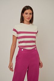 BLUSA ROMANA LISTRADA FÚCSIA