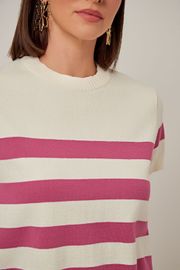 BLUSA ROMANA LISTRADA FÚCSIA