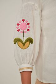 BLUSA SAFIRA CAMBRAIA DE LINHO BORDADA